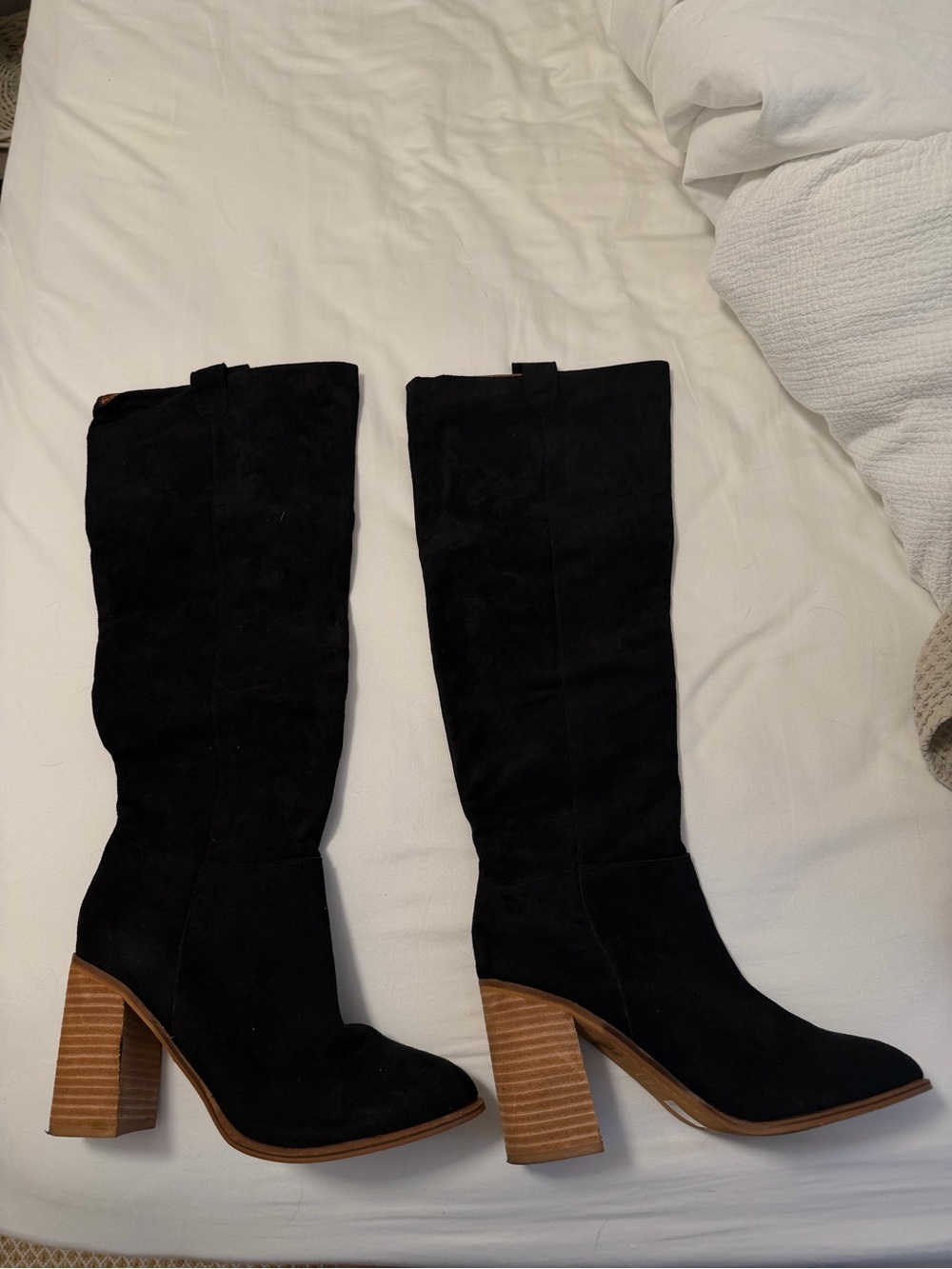 Classic Black Suede High-Heel Knee Boots